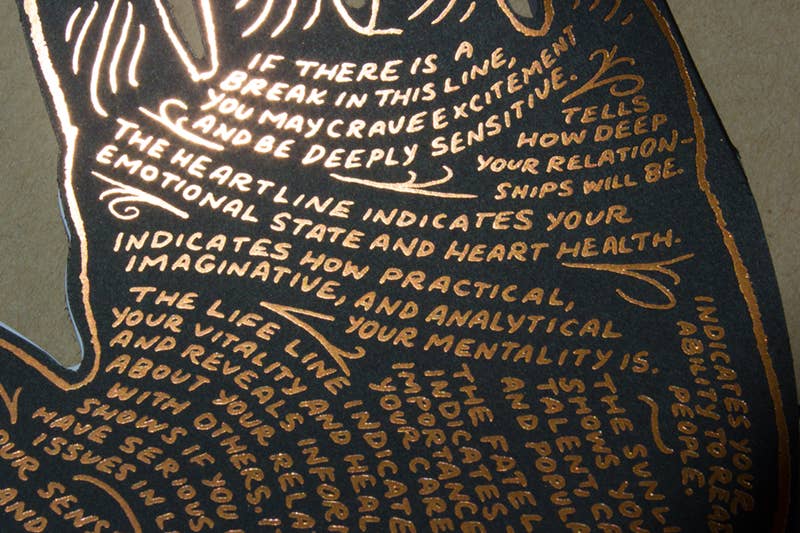 Ladyfingers Letterpress - Wholesale Everyday Greeting Card - Deluxe Palmistry Self Care Card1