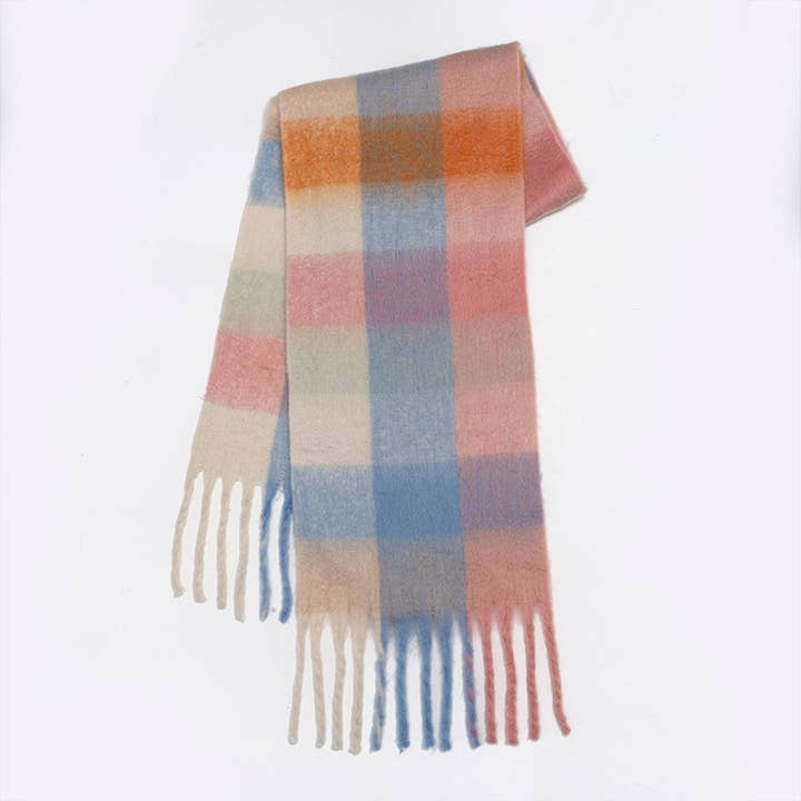 ACCITY - Wholesale Scarf - Women's - Rainbow Tassel Faux Cashmere Scarf for Winter_CWASC23606
