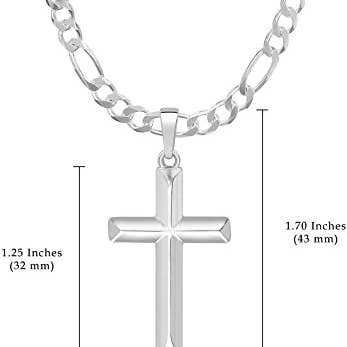 JB Jewelry – wholesale Hänge-/berlockhalsband – 5 mm Sterling Silver kors hänge italienska Figaro kedja Neckl1