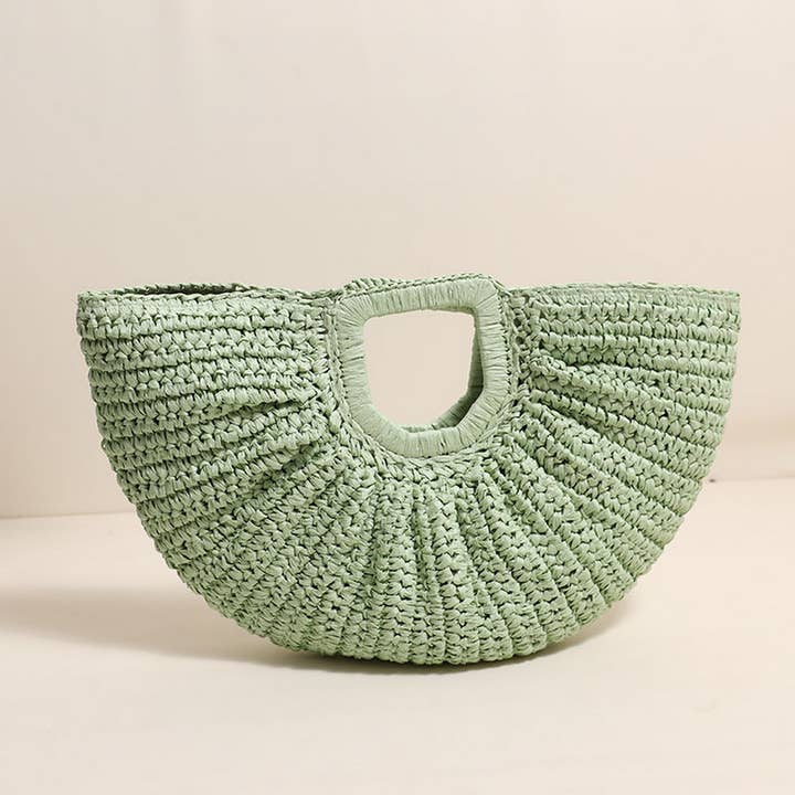 SQUARE HANDLE SEMI-CIRCLE PORTABLE STRAW BAG_CWAB1869 for wholesale by ACCITY