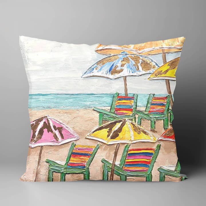 Chairs Beach Good Day Pillow for wholesale by LuckyBird Apparel and Home