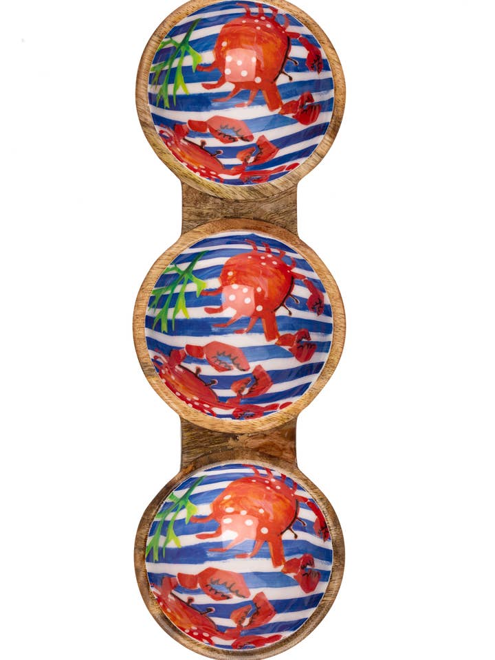 Crabs On Blue Trio Bowl for wholesale by Shoeless Joe Ltd