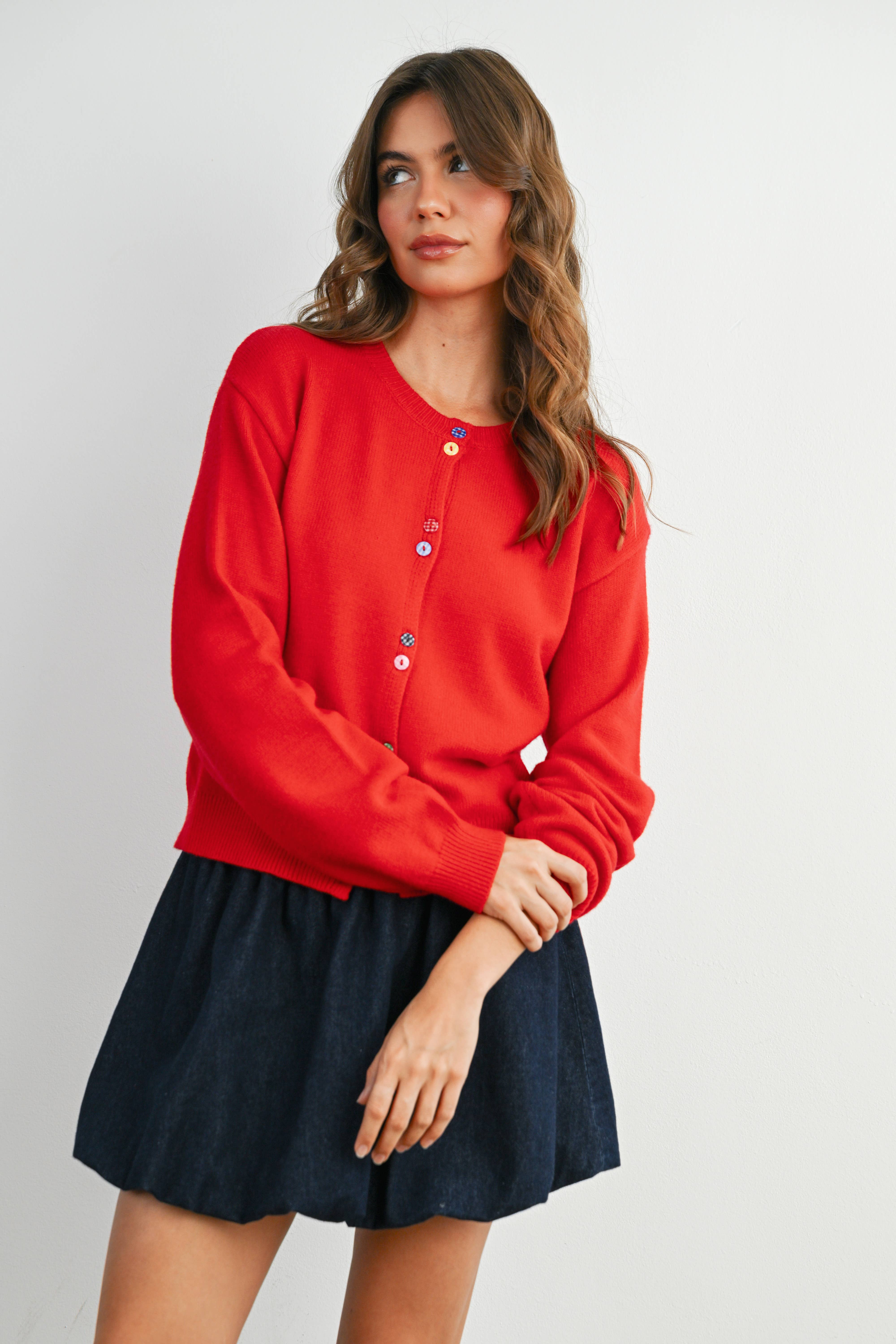 BUTTERMELON - Wholesale Cardigan - Women's - Long Sleeve Buttoned Cropped Cardigan - BMC790644