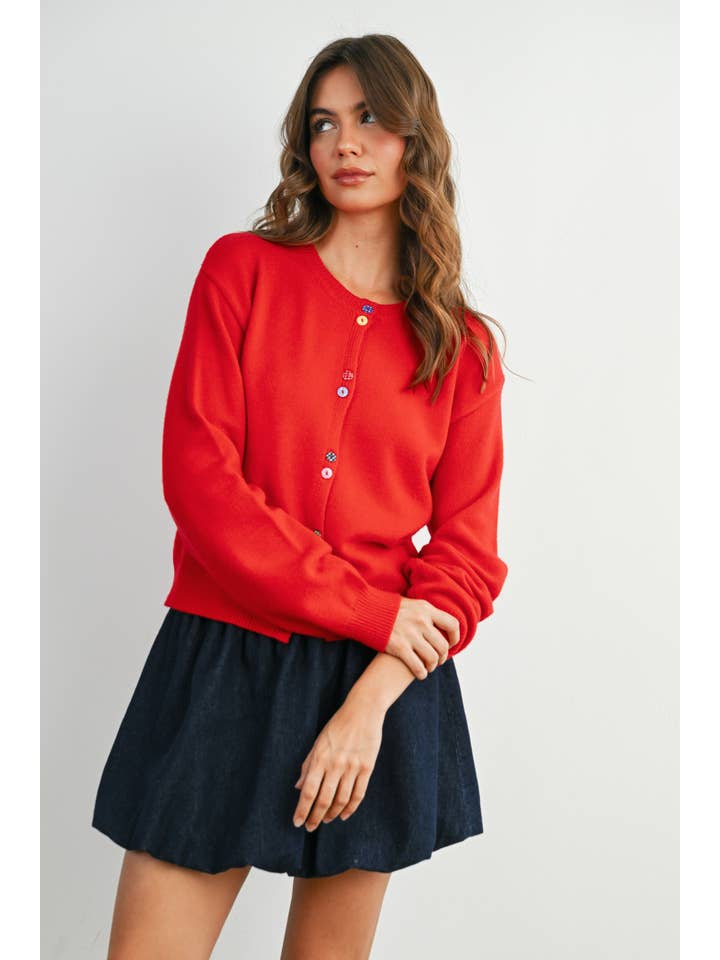 BUTTERMELON - Wholesale Cardigan - Women's - Long Sleeve Buttoned Cropped Cardigan - BMC790644