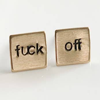 Grey Theory Mill - Wholesale Stud/Post Earrings - fuck off, square earrings0