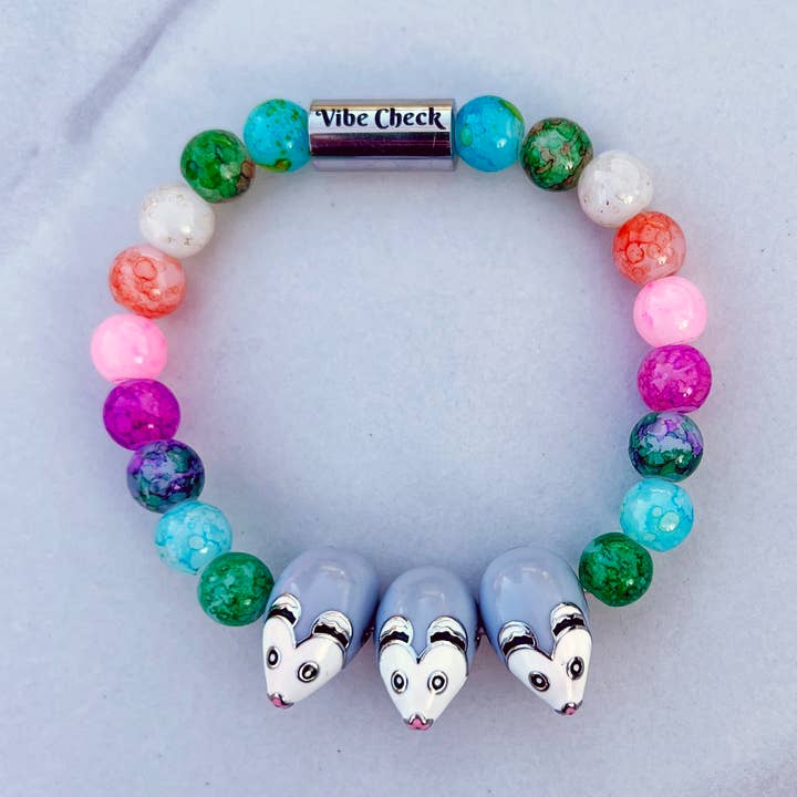 Vibe Check Opossum Mood Bracelet for wholesale by Sesame the Opossum