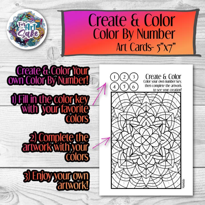 For Art Sake Stickers - Wholesale Art Set - Kids & Baby - Spirograph- Create & Color : Color By Number Art Card1