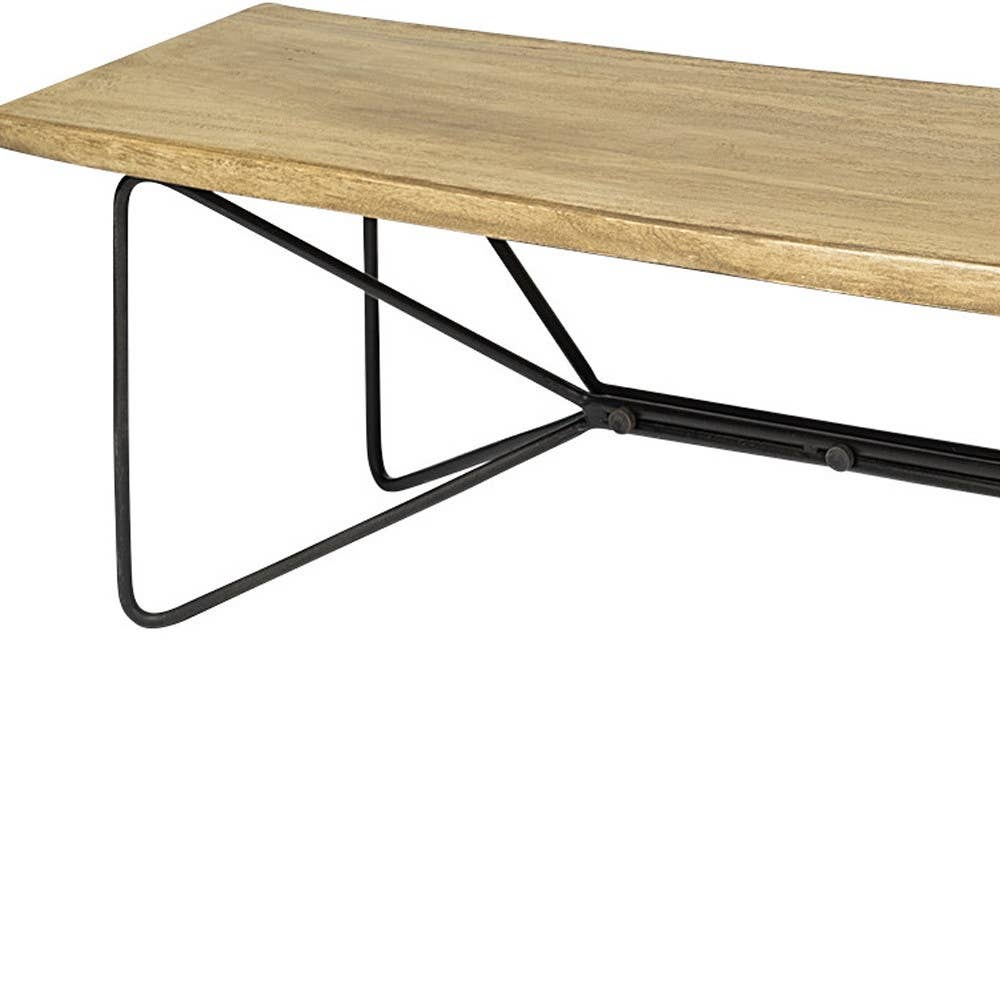 HomeRoots – Großhandel Bänke – 66" Natur- und Schwarz Massivholzbank mit Baumkante4