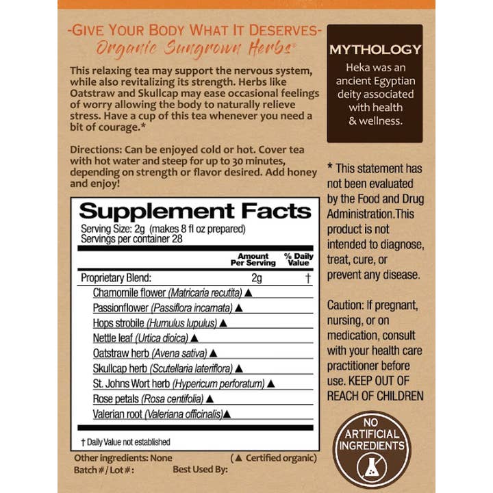 Sun God Medicinals - Wholesale Loose Tea - Organic Heka Mental Ease 2oz1