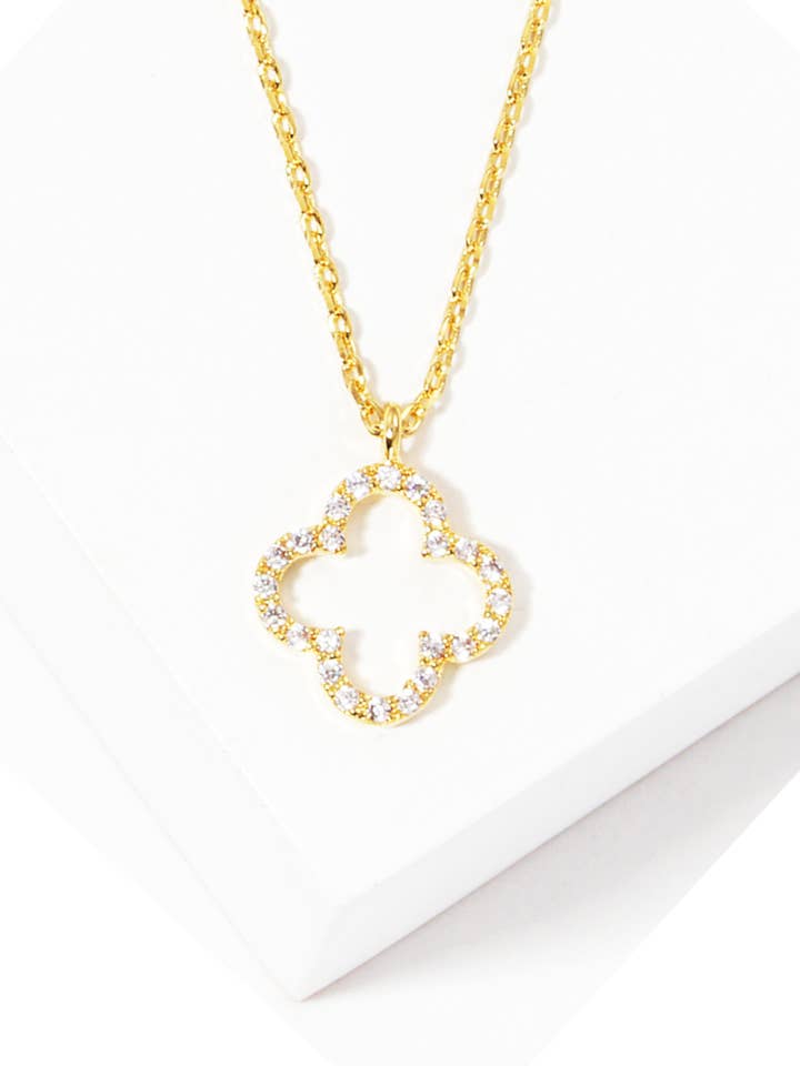 Gold Plated Cubic Zirconia Clover Necklace for wholesale by Embellish Your Life
