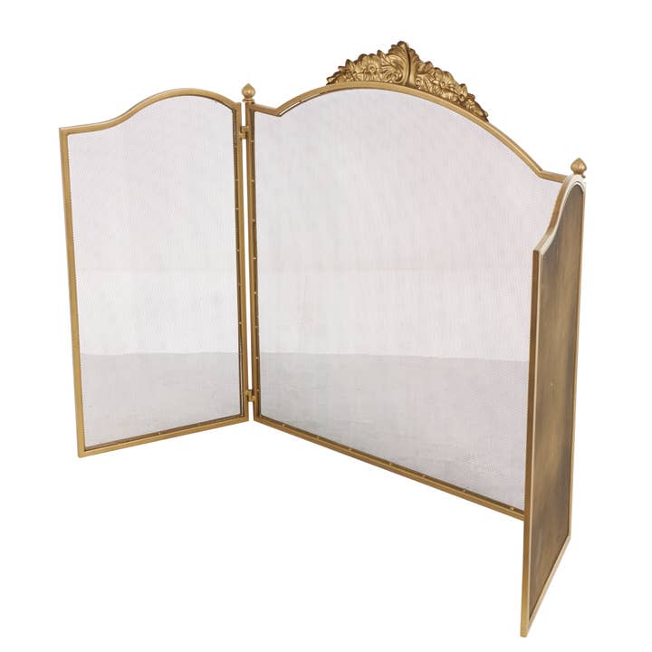 Deco Marché - Wholesale Fireplace Screen - French Country Gold Metal Fireplace Screen6