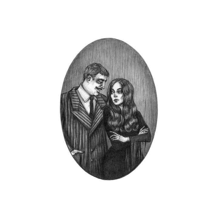 Caitlin McCarthy Art - Wholesale Art Print - Cara Mia Fine Art Print - Addams Family - Gomez & Morticia