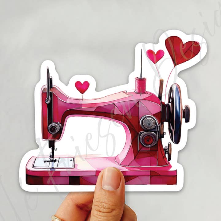 Vintage Love Naaimachine Sticker voor wholesale door Quiltberry Farm
