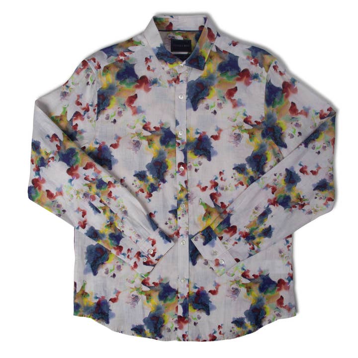 Manches longues à col étalé avec éclaboussures d'aquarelle pour la vente par Stitch Note