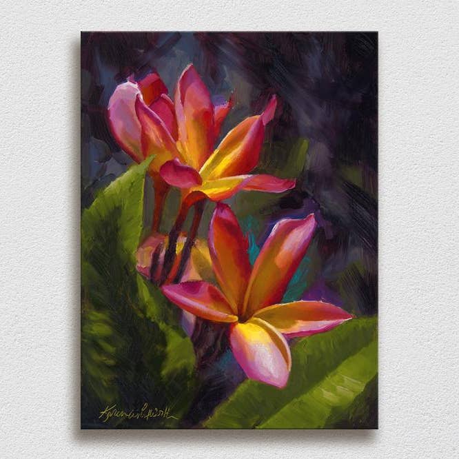 Tropical Delight - Signed Artist Canvas of Hawaiian Plumeria Flowers for wholesale by Whitworth Gallery