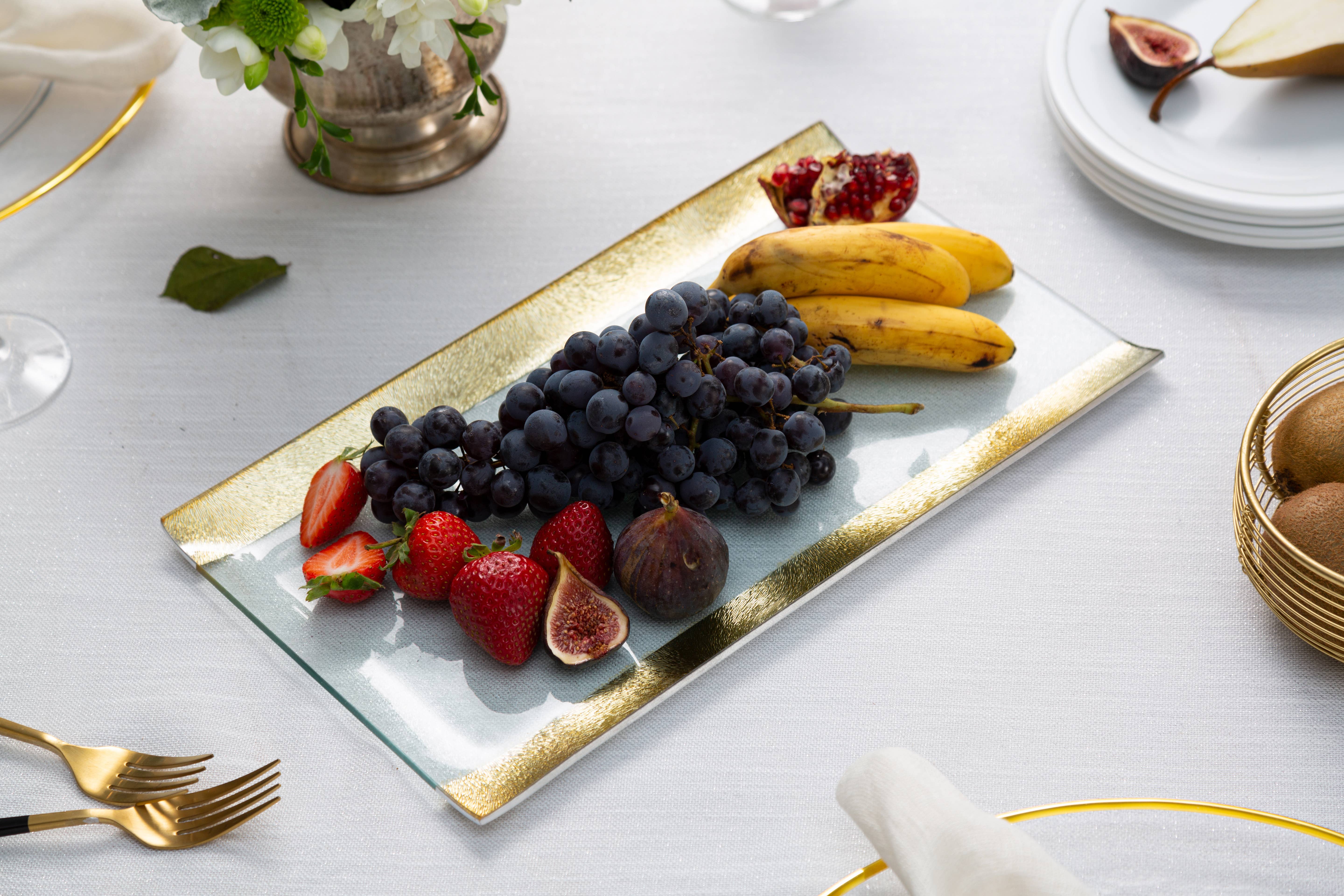 CLASSIC TOUCH DECOR INC. - Wholesale Decorative Tray - 11.5"L Glass Tray With Gold Border2
