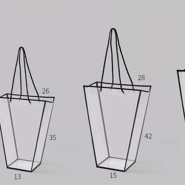 Elegant Design Supply - Vendita all'ingrosso Buste regalo - Borsa per fiori trapezoidale in PVC trasparente Edge