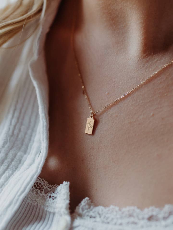 Birth Flower Necklace | 14k Gold Filled Necklace for wholesale by The Langley Co.