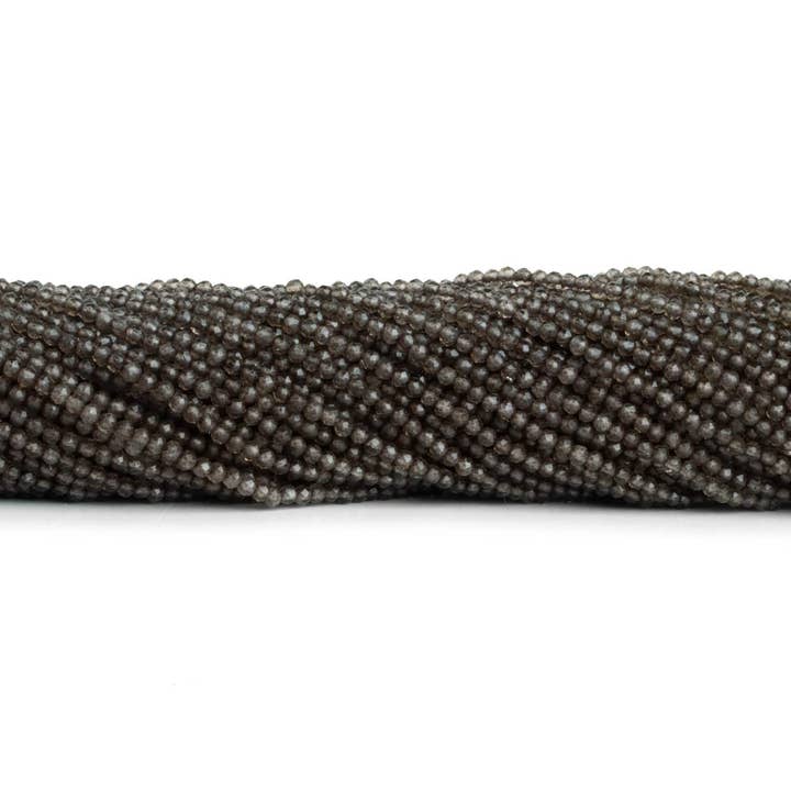 2mm Smoky Quartz Microfaceted Rounds 12 inch 150 beads for wholesale by The Bead Traders