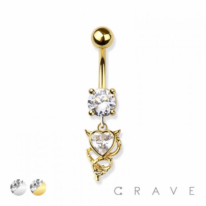 DJÄVULEN HJÄRTA 316L KIRURGISKT STÅL NAVELN MAGEN RINGEN för wholesale av CRAVE BODY JEWELRY