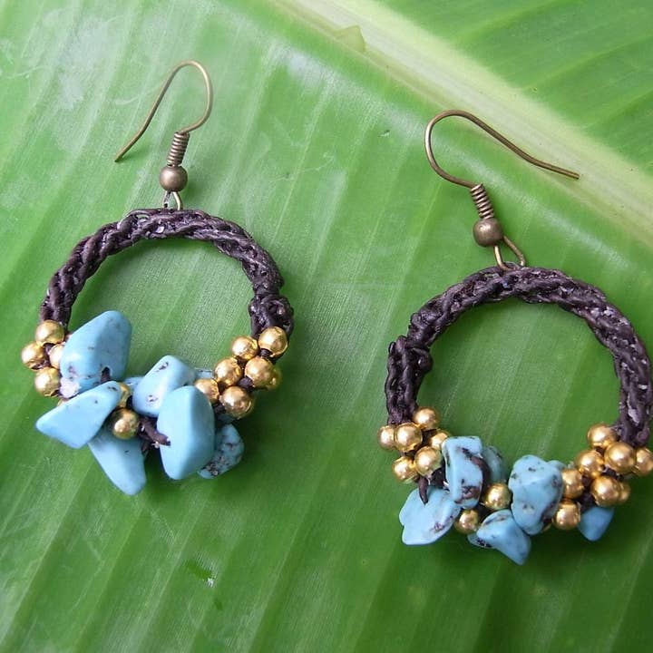 Original Price $8 |Â Neptune Wax Chord and Stone Earrings for wholesale by Lumily