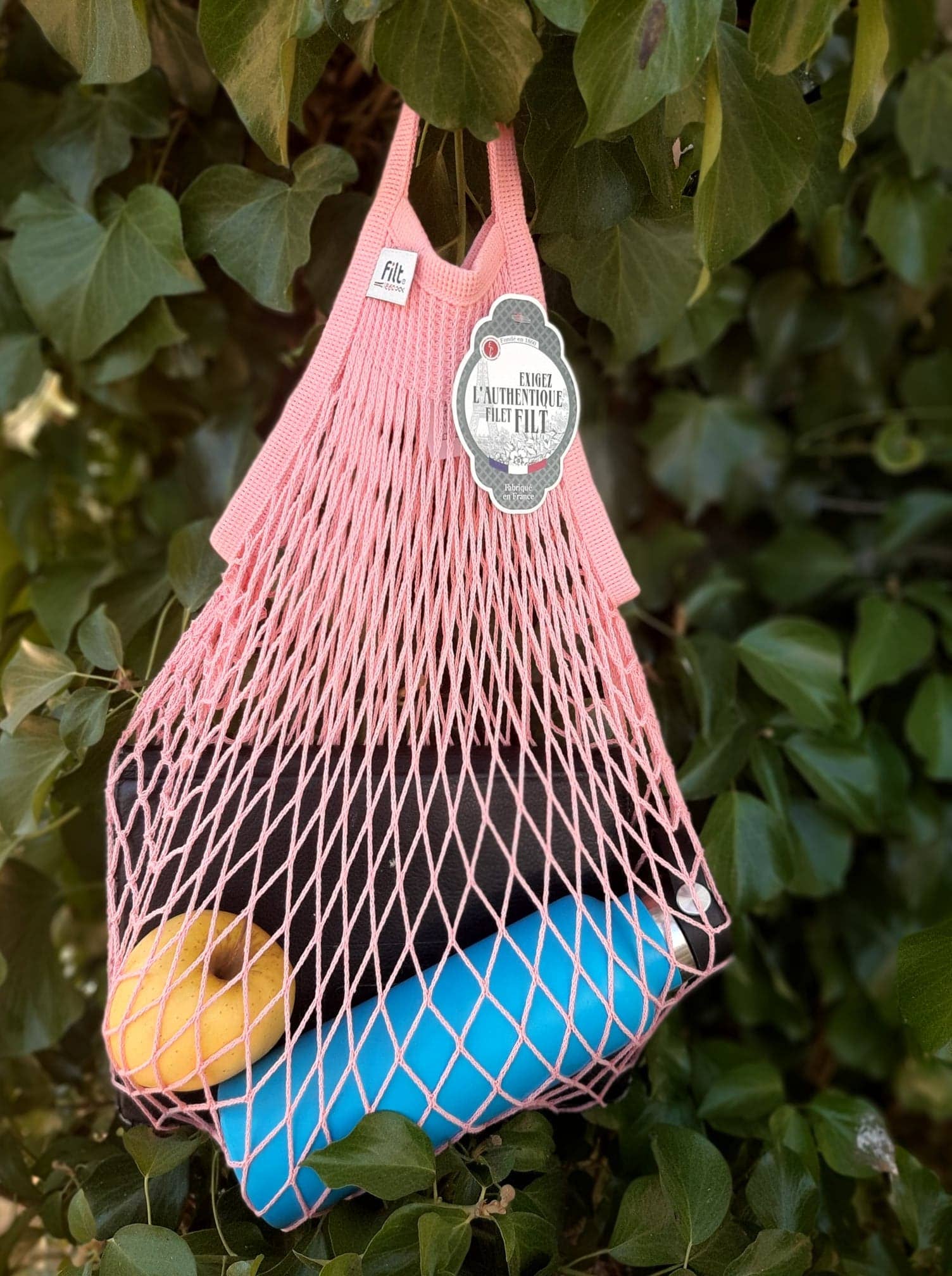 Filt1860 - Wholesale Kruidenierswinkel/boodschappentas - Rose layette boodschappennet met korte handvatten1