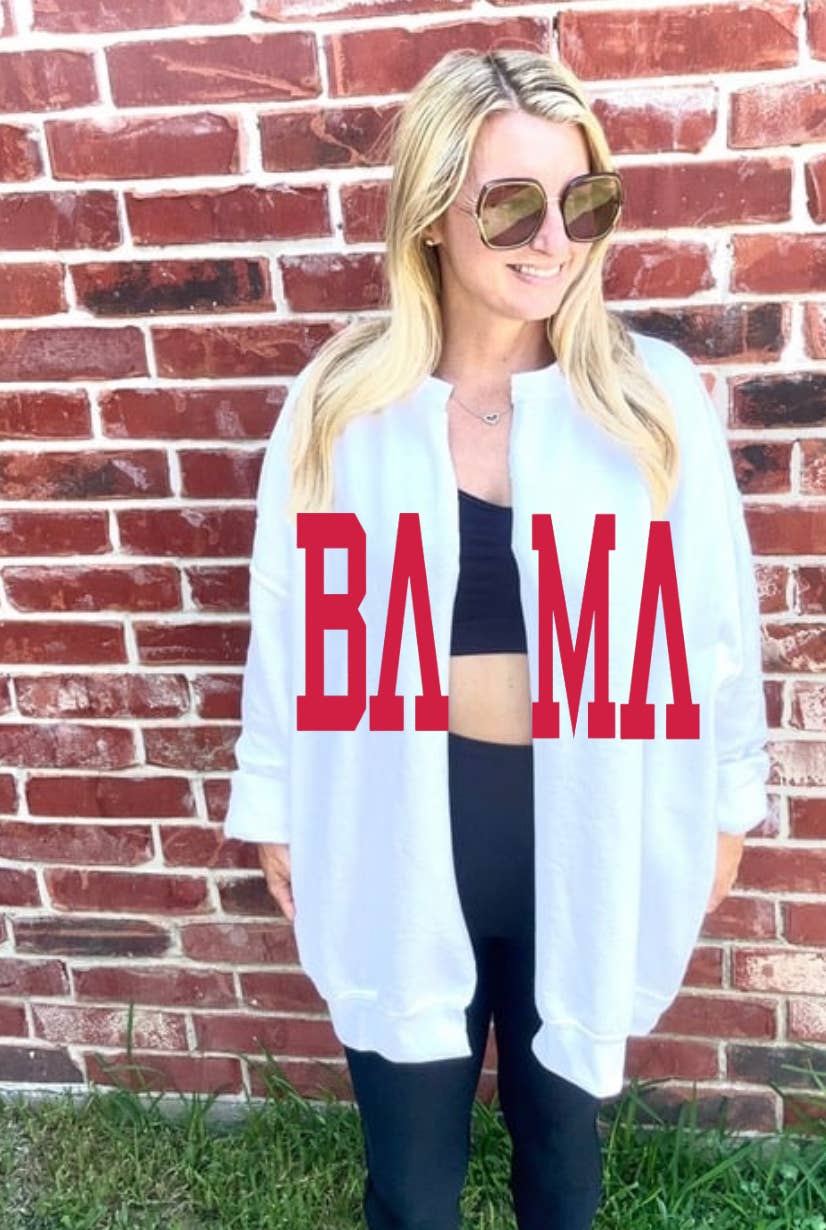 Simply Blush Wholesale - Wholesale Cardigan - Women's - Bama Cardigan Split Crew Cardi Game Day Raw Edge Football
