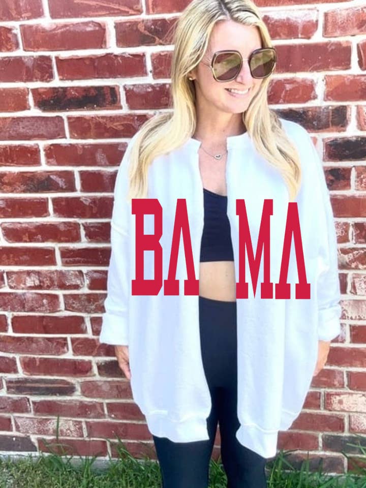 Simply Blush Wholesale - Wholesale Cardigan - Women's - Bama Cardigan Split Crew Cardi Game Day Raw Edge Football 0