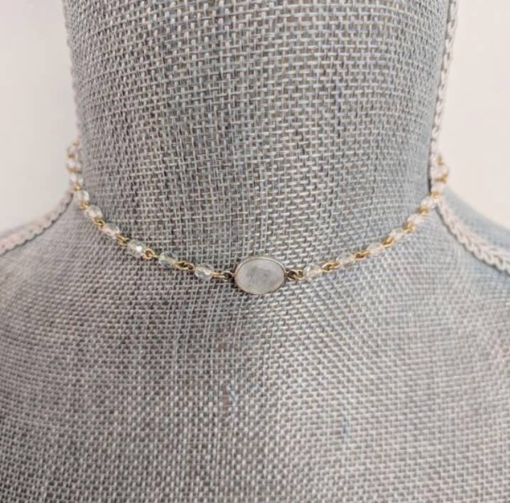 SHIMMER halsketting met maansteen en kwarts voor wholesale door Sigalie Jewelry