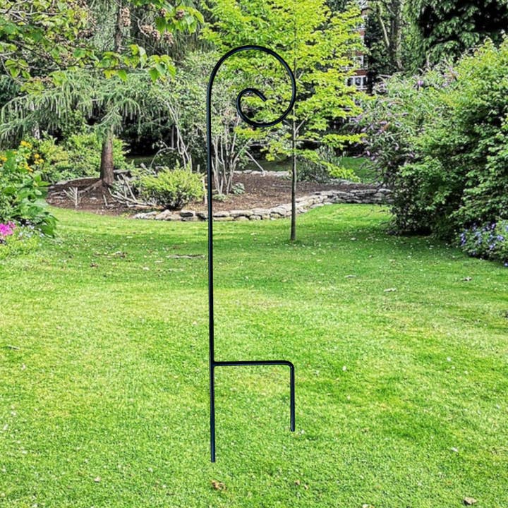 Black Steel Rod Shepherd's Hook Garden Stake for wholesale by Wilco Home