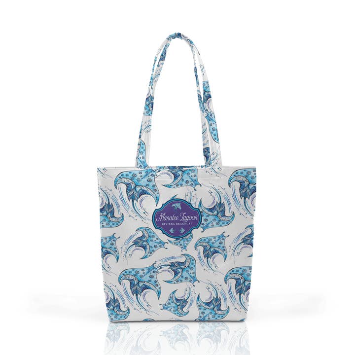 Customizable Vegan Leather Daily Tote: Dancing Manta Ray for wholesale by Matrix