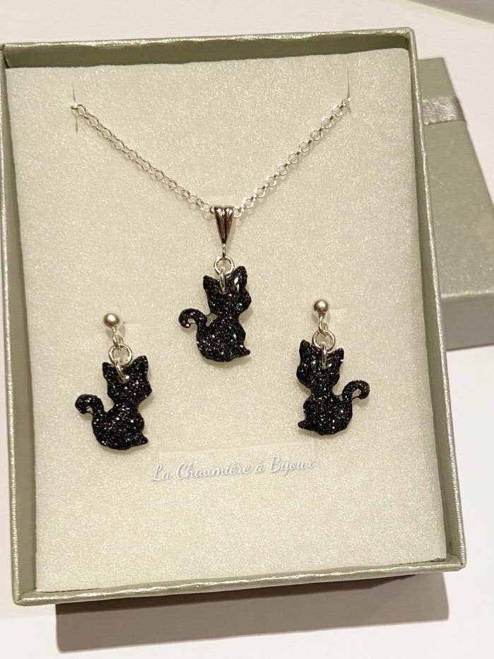 Katzenschmuck-Set Jamy mit Halskette und Ohrringen für den Großhandel von La Chaumière à Bijoux