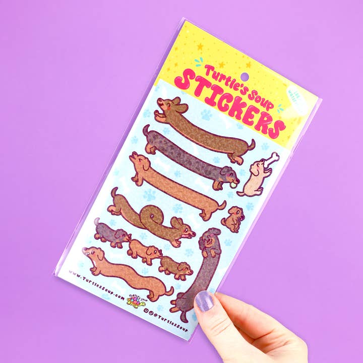 Long Dogs Vinyl Sticker Sheet for wholesale by Turtle's Soup