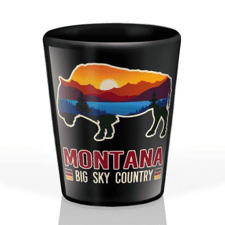 Retro Bison Ceramic Shot Glass 2oz for wholesale by Matrix