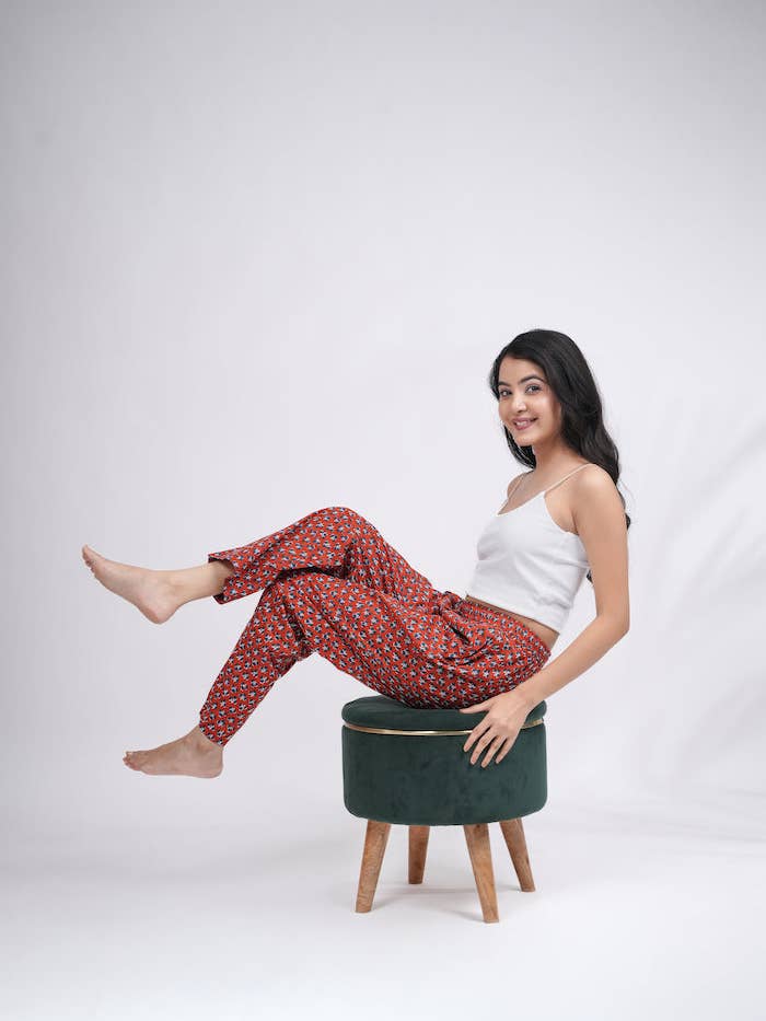 Zillajee - Wholesale Sleepwear Bottom - Women's - Floral Pajamas, Cotton PJs, Soft Sleepwear- Crimson Charm5