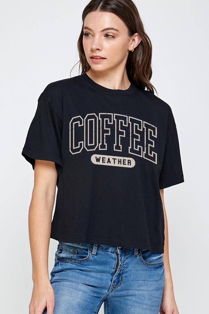 COLORBEAR – wholesale T-shirt (graphic) – women's – Coffee Weather Graphic Relaxed Crop Top4