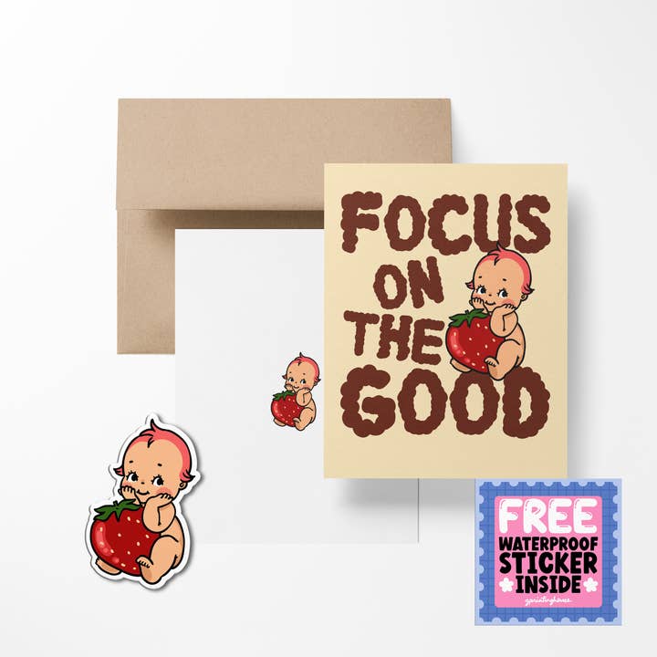 Focus On The Good Retro Babies Greeting Card for wholesale by Girls Printing House