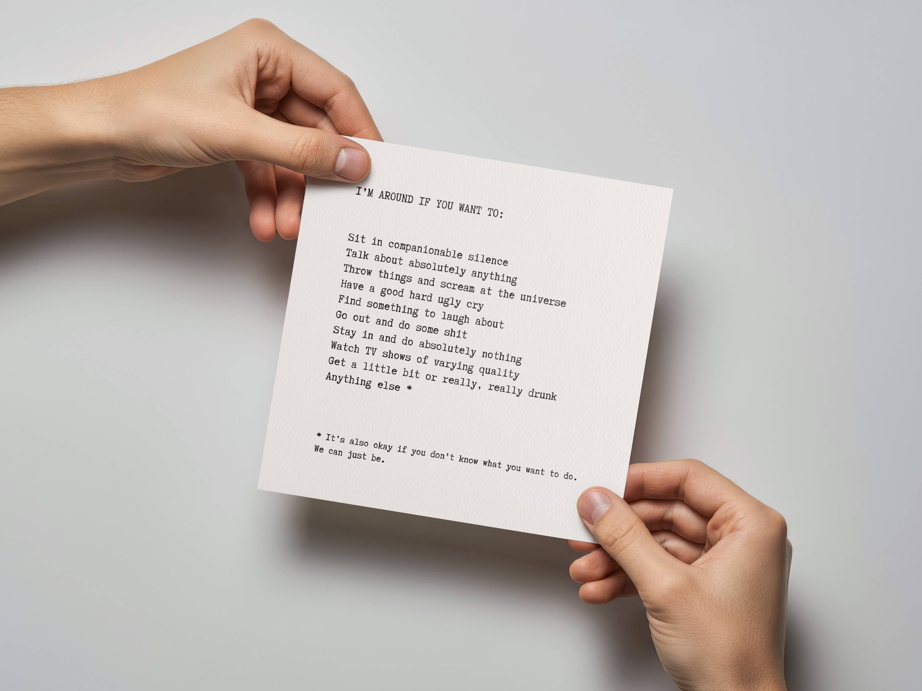 Kwohtations - Wholesale Sympathy Card - I'm Around Letterpress Sympathy Card2