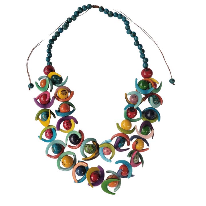 Collier en perles de tagua ludique Bubble Gum pour la vente par Organic jewelry by Allie