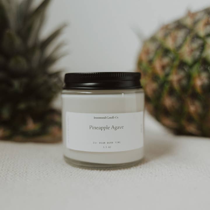 Ironwood Candle Co. - Wholesale Jar/Filled Candle - PINEAPPLE AGAVE SOY CANDLES