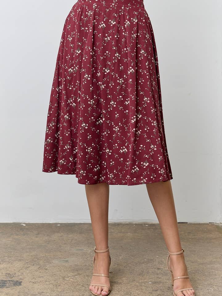 Midikjol med blommigt mönster för wholesale av Polagram by Wellmade USA