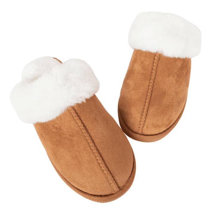 Chestnut Faux Fur Women's Slippers for wholesale by Katydid