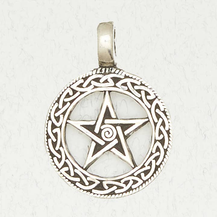 Nirvana LLC - Wholesale Individual Charm/Pendant - Wicca Pewter Pendant Necklace - Pentacle In Celtic Weave0
