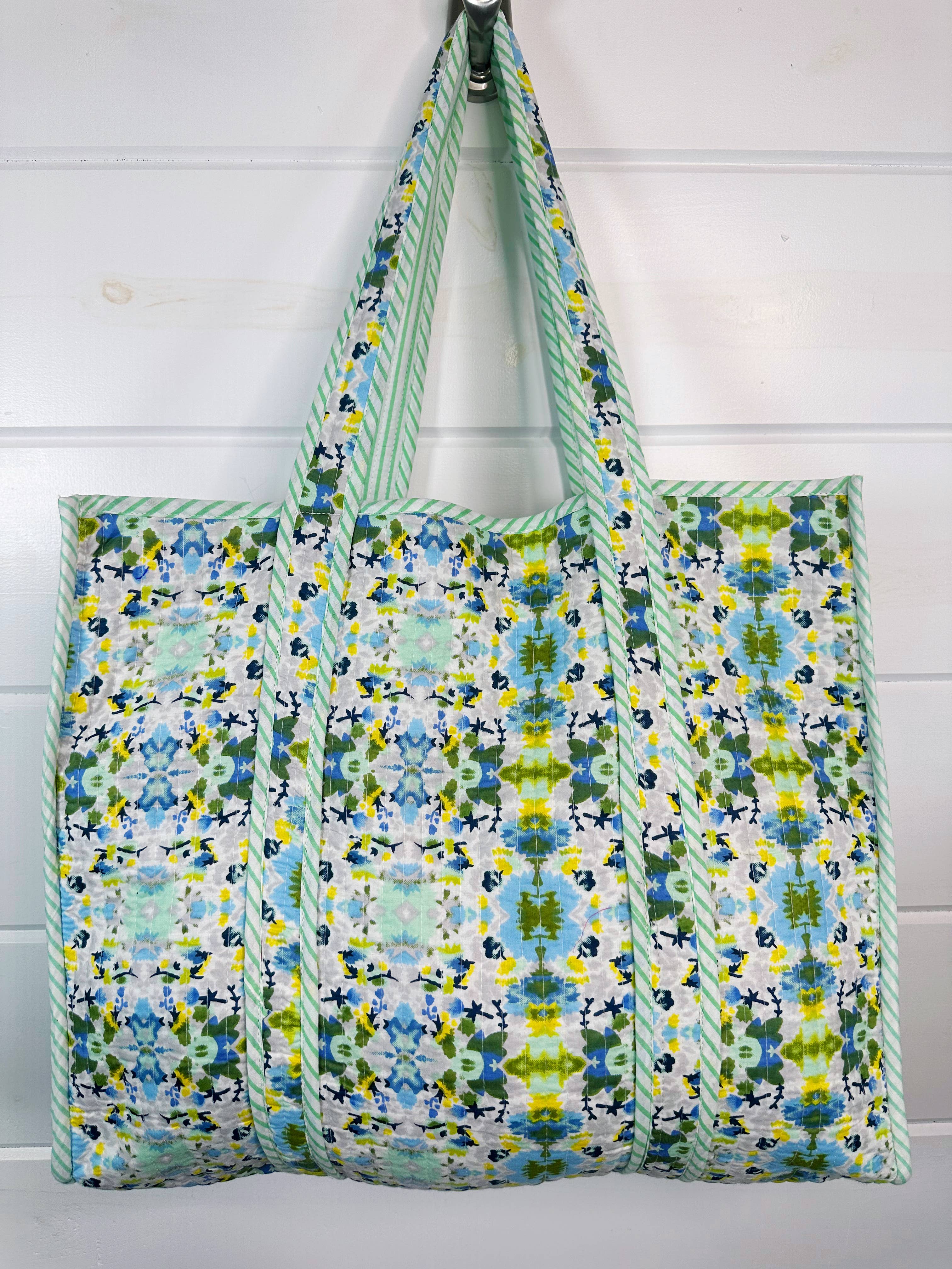 Folklore Couture - Wholesale Grocery/Shopping Bag - Large Tote Bags | Handmade Quilted Tote | Aqua Tie Dye1