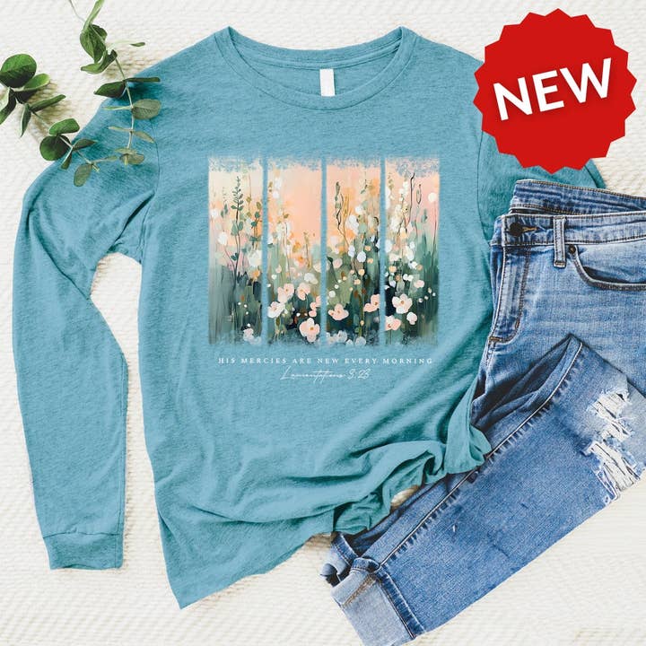 His Mercies Graphic Long Sleeve for wholesale by Love in Faith