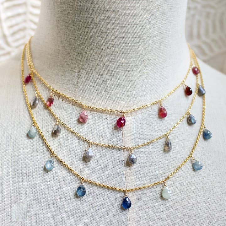 Super Dainty Drops Halskette|11 Stein-Kombinationen|Gold oder Silber für den Großhandel von a.v. max