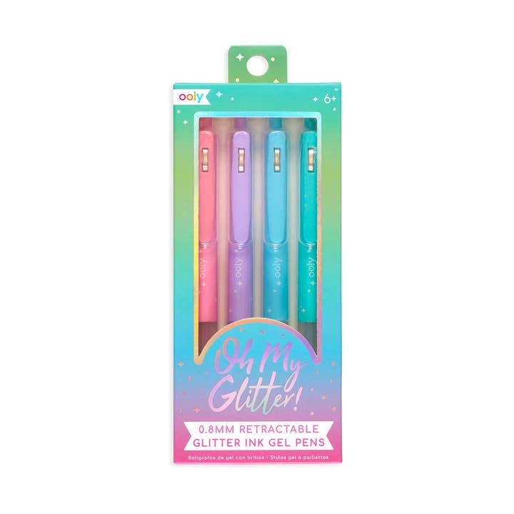 ¡Oh, Mi Purpurina!: Bolígrafos de Gel con Tinta de Purpurina Retráctiles (Juego de 4) para venta al por mayor de OOLY