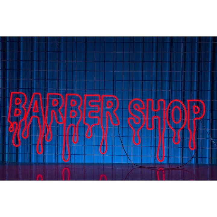 Barber Shop Typography Neon Sign, Long-lasting Wall Deco for wholesale by Glow Neon