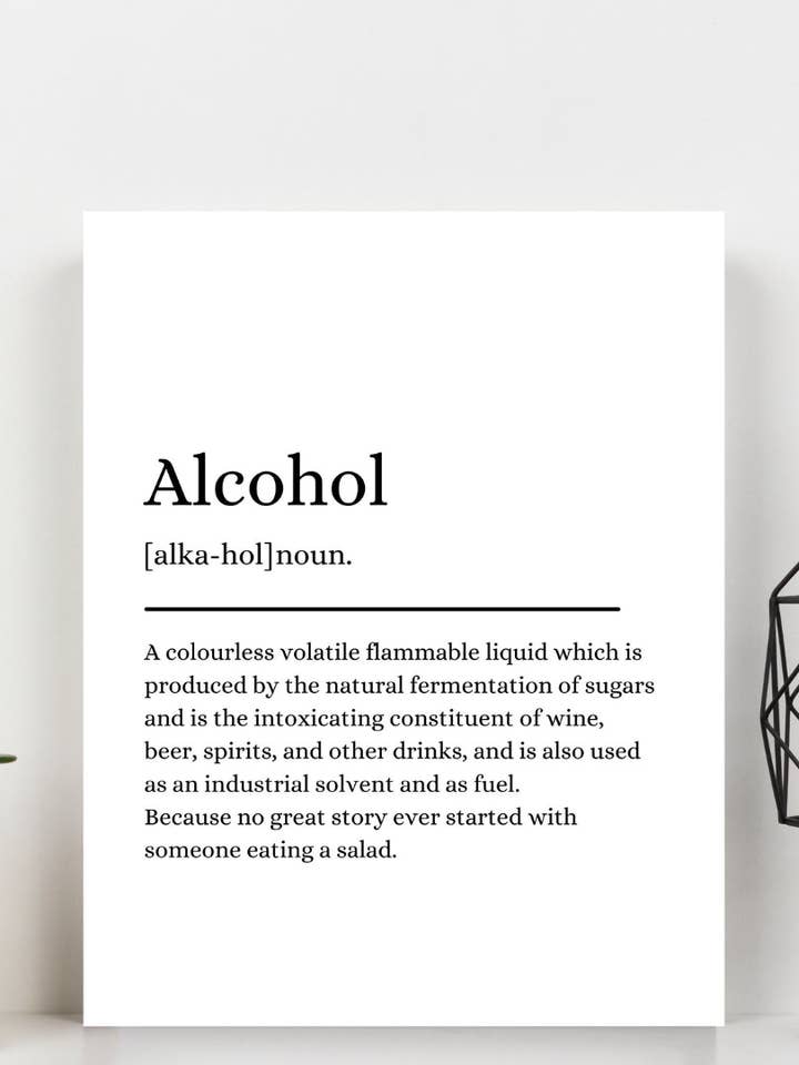 Second Ave A5 Impresión artística de pared con frase de definición de alcohol, regalo de cumpleaños, decoración para venta al por mayor de Second Ave Gift Company