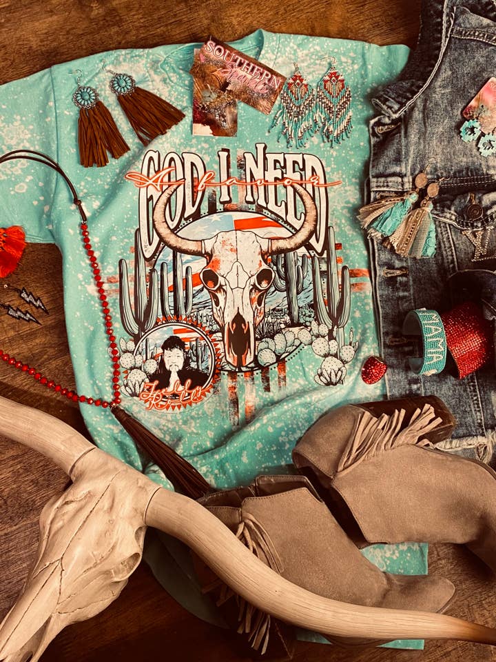 Dieu, j'ai besoin d'une faveur - T-shirt style western délavé Jelly pour la vente par Southern Fashion